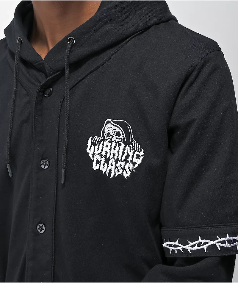 Lurking Class by Sketchy Tank Lurker Layered Black Baseball Hoodie