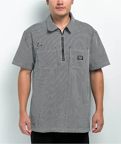 Lurking Class by Sketchy Tank Lurker Navy Blue & White Half Zip Work Shirt