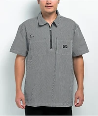 Lurking Class by Sketchy Tank Lurker Navy Blue & White Half Zip Work Shirt