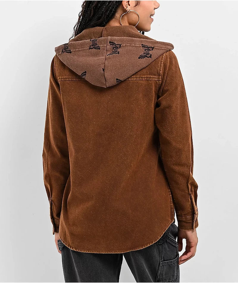 Lurking Class by Sketchy Tank Mariposa Brown Hooded Flannel Shirt