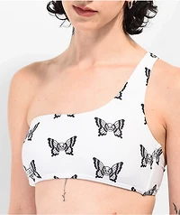 Lurking Class by Sketchy Tank Mariposa White One Shoulder Bikini Top