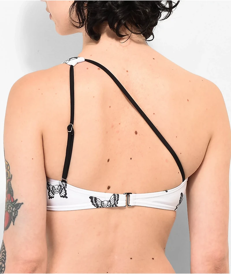 Lurking Class by Sketchy Tank Mariposa White One Shoulder Bikini Top
