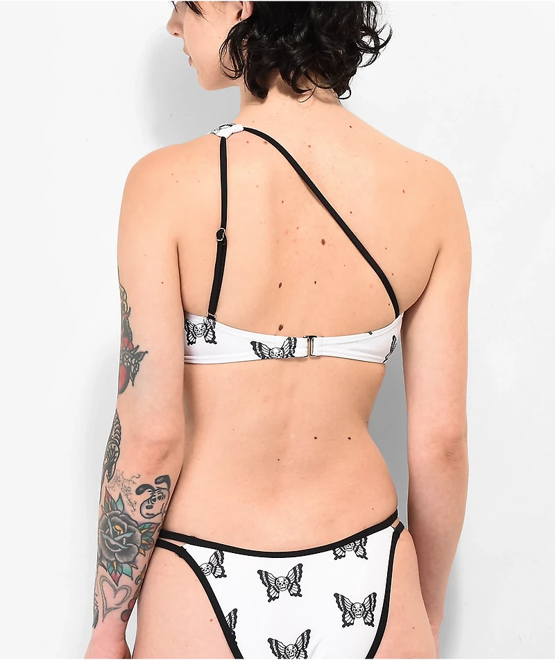 Lurking Class by Sketchy Tank Mariposa White One Shoulder Bikini Top