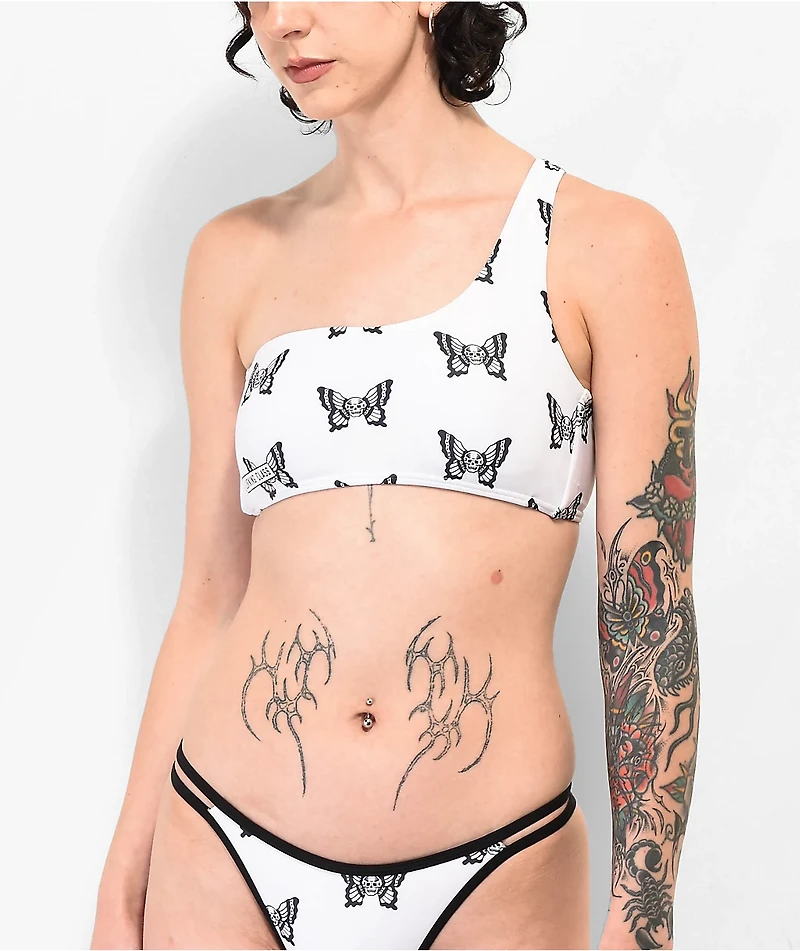 Lurking Class by Sketchy Tank Mariposa White One Shoulder Bikini Top