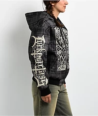 Lurking Class by Sketchy Tank Memento Mori Plaid Black Hooded Jacket