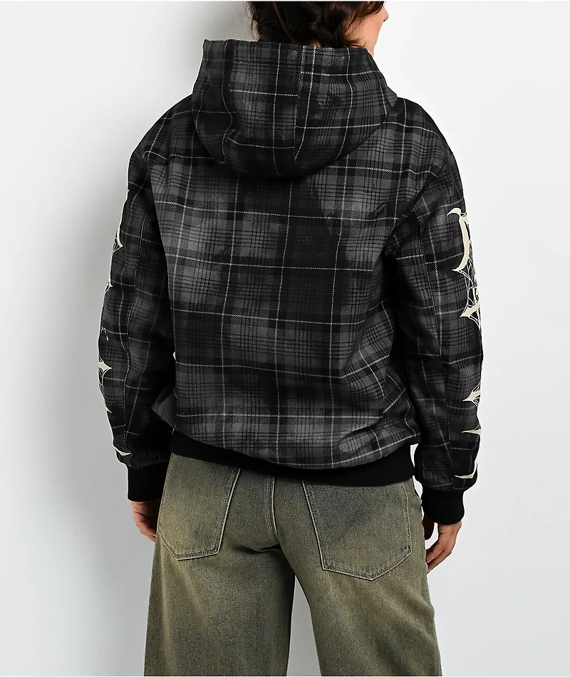 Lurking Class by Sketchy Tank Memento Mori Plaid Black Hooded Jacket