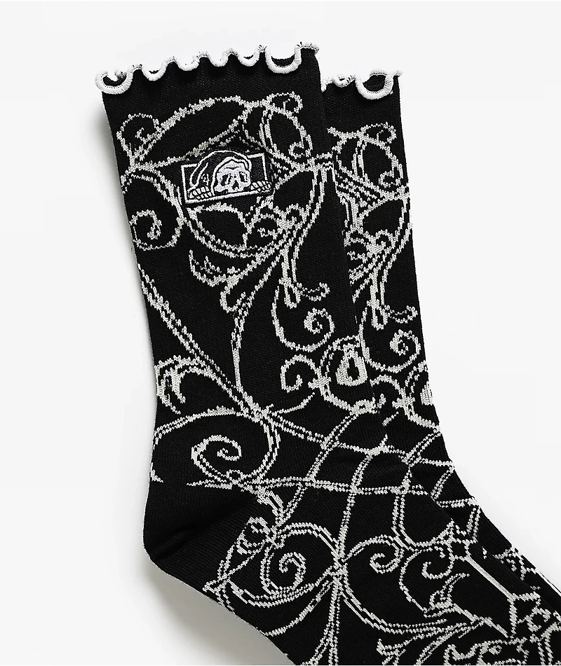 Lurking Class by Sketchy Tank Memento Mori Ruffle Black Half Crew Socks