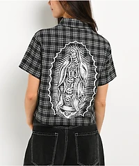 Lurking Class by Sketchy Tank Muerte Black & Grey Plaid Button Up Crop Shirt