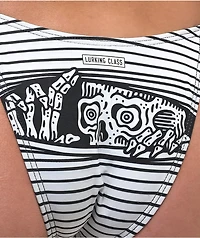 Lurking Class by Sketchy Tank Peeking Black & White Stripe High Leg Bikini Bottom