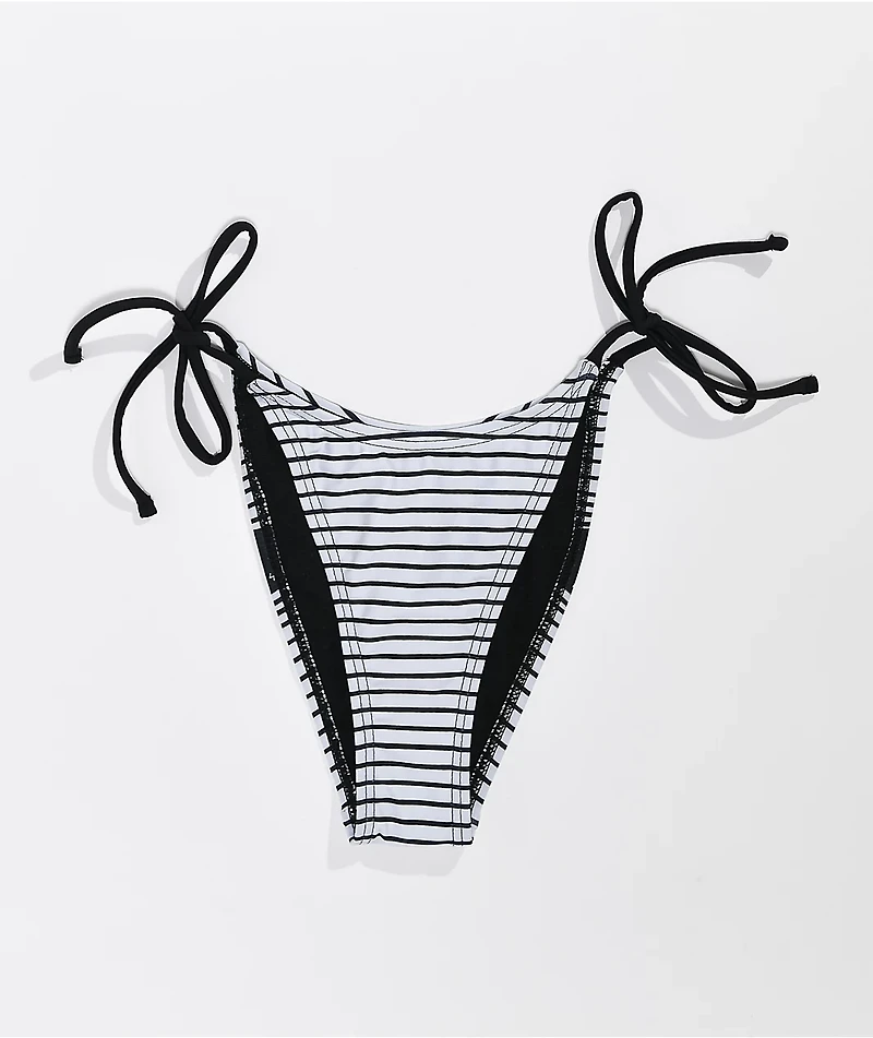 Lurking Class by Sketchy Tank Peeking Black & White Stripe High Leg Bikini Bottom