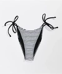 Lurking Class by Sketchy Tank Peeking Black & White Stripe High Leg Bikini Bottom