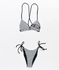 Lurking Class by Sketchy Tank Peeking Black & White Stripe Triangle Bikini Top