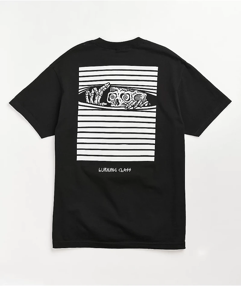 Lurking Class by Sketchy Tank Peeking Black T-Shirt