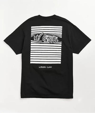 Lurking Class by Sketchy Tank Peeking Black T-Shirt