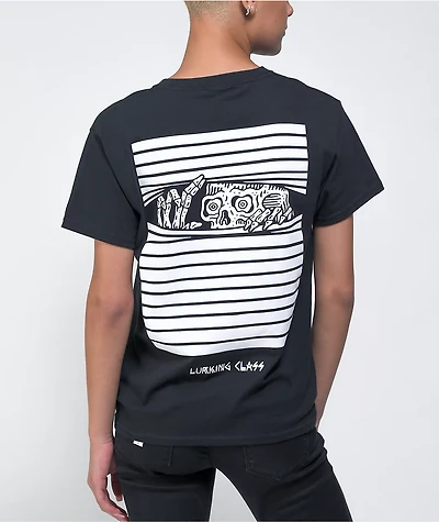 Lurking Class by Sketchy Tank Peeking Black T-Shirt