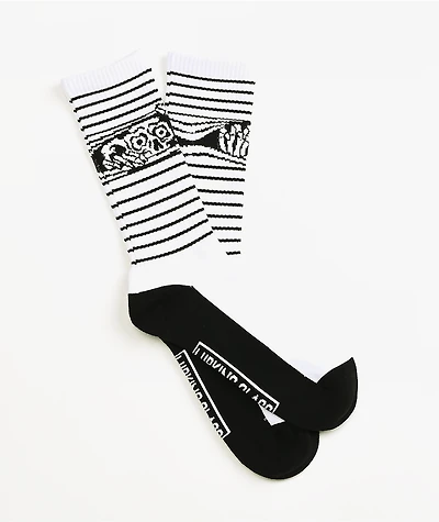 Lurking Class by Sketchy Tank Peeking Lurker White Crew Socks