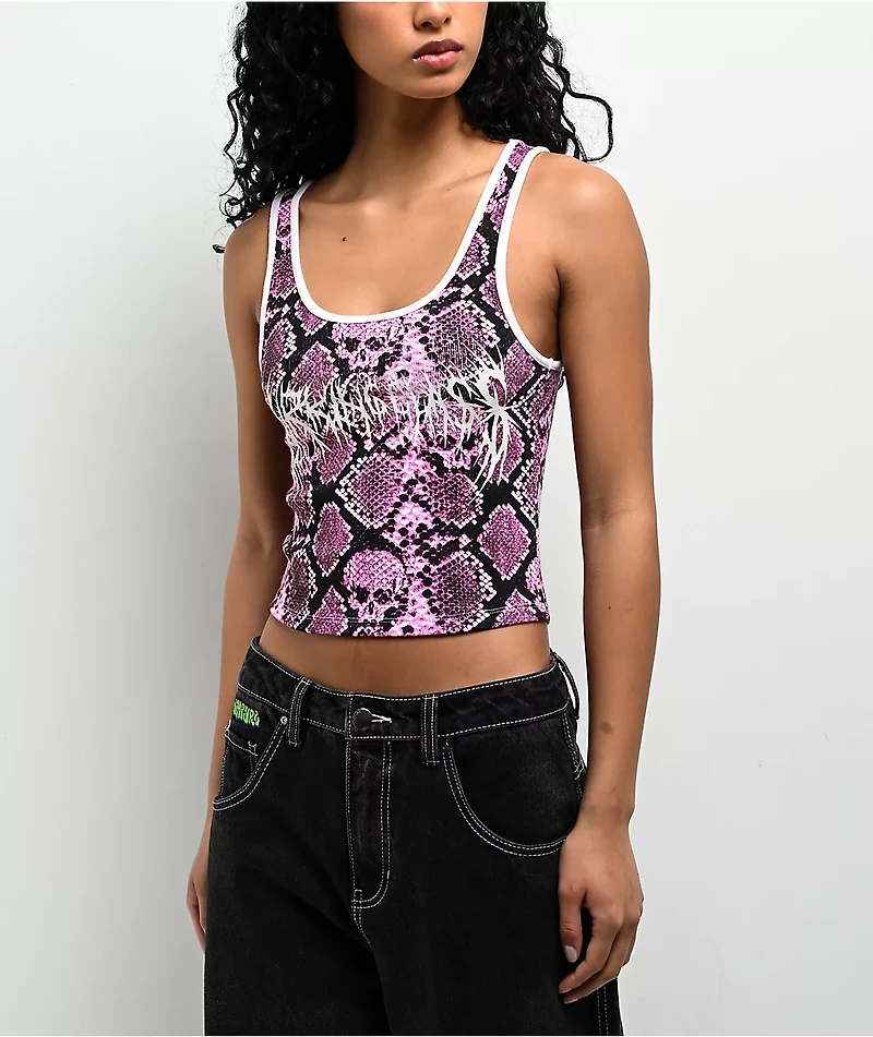 Lurking Class by Sketchy Tank Python Pink Crop Tank Top