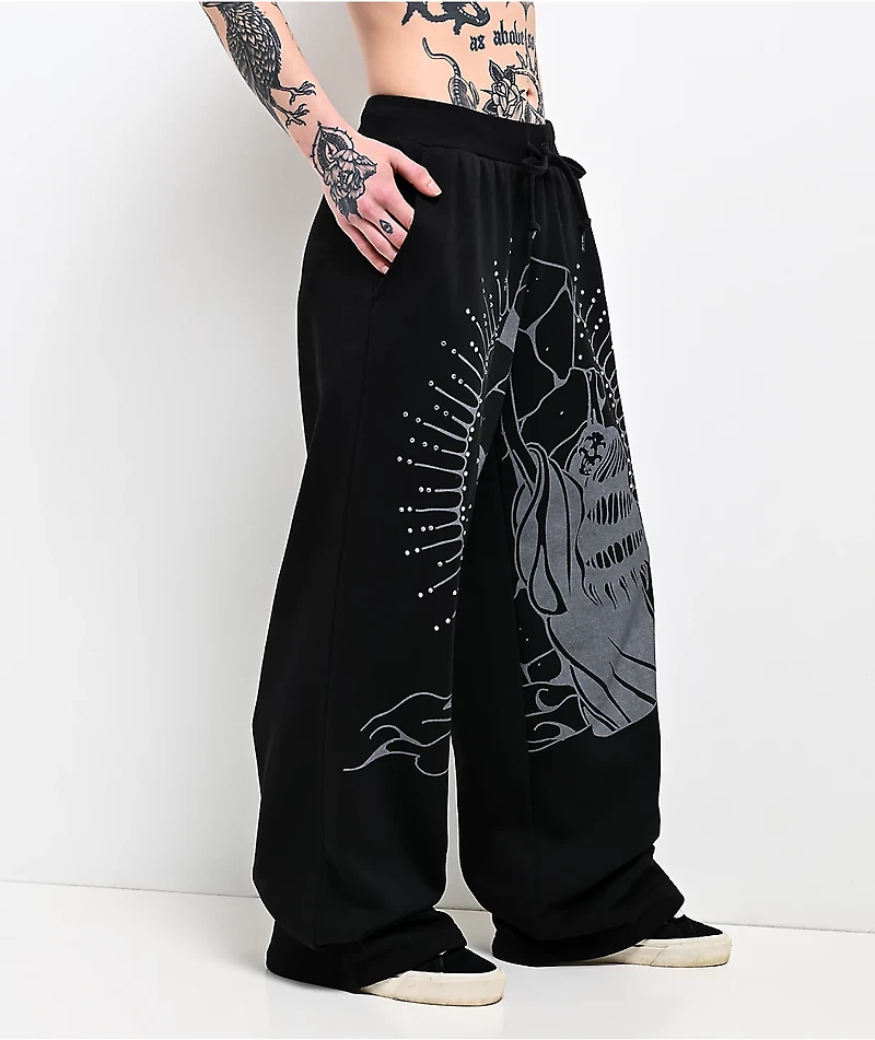 Lurking Class by Sketchy Tank Rock Of Ages Black Wide Leg Sweatpants