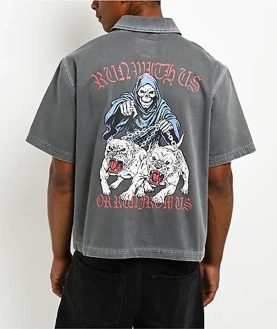 Lurking Class by Sketchy Tank Run With Us Grey Wash Quarter Zip Work Shirt