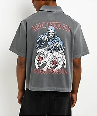 Lurking Class by Sketchy Tank Run With Us Grey Wash Quarter Zip Work Shirt