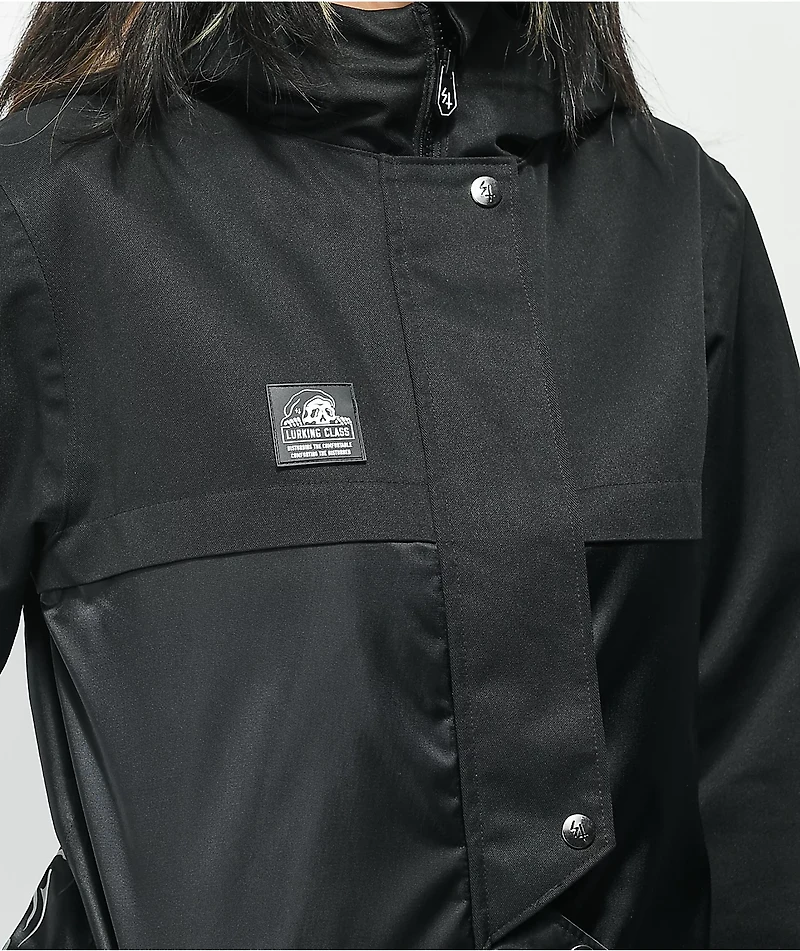 Lurking Class by Sketchy Tank Shacket Black 10K Sherpa Snowboard Jacket