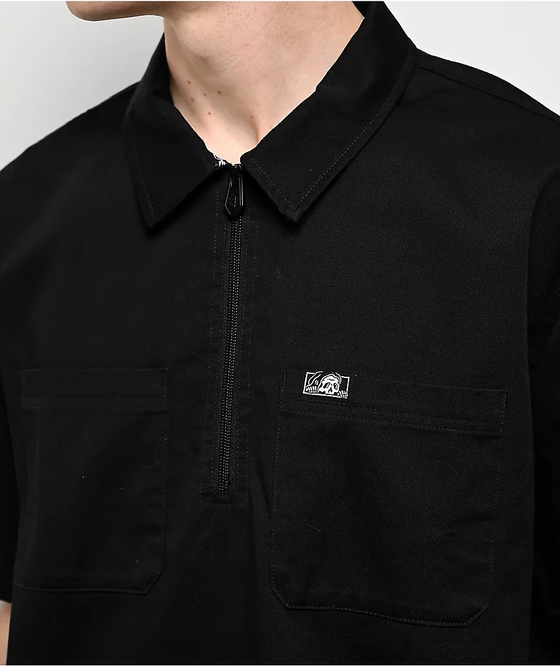 Lurking Class by Sketchy Tank Shatter Black Quarter Zip Work Shirt