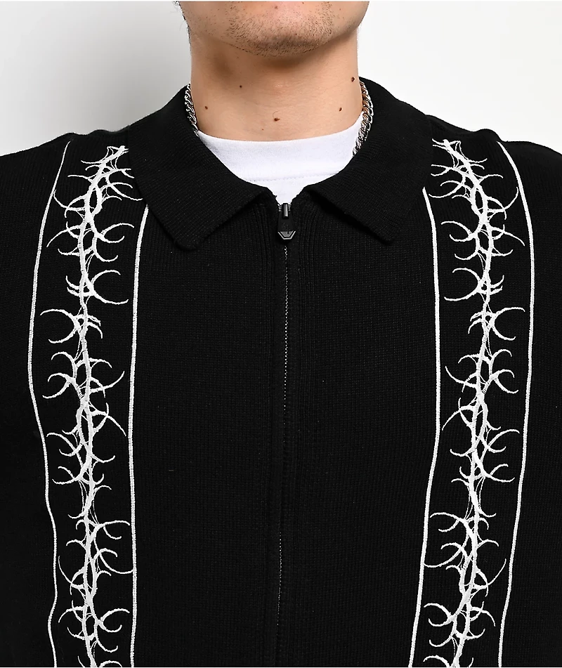 Lurking Class by Sketchy Tank Sin Stripe Black Zip Sweater