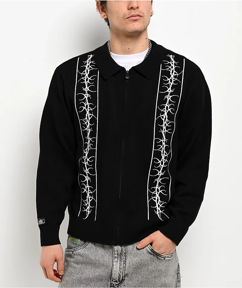 Lurking Class by Sketchy Tank Sin Stripe Black Zip Sweater