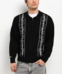 Lurking Class by Sketchy Tank Sin Stripe Black Zip Sweater