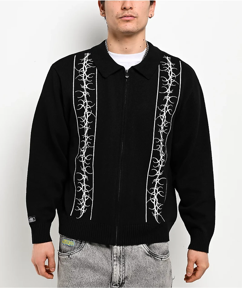 Lurking Class by Sketchy Tank Sin Stripe Black Zip Sweater