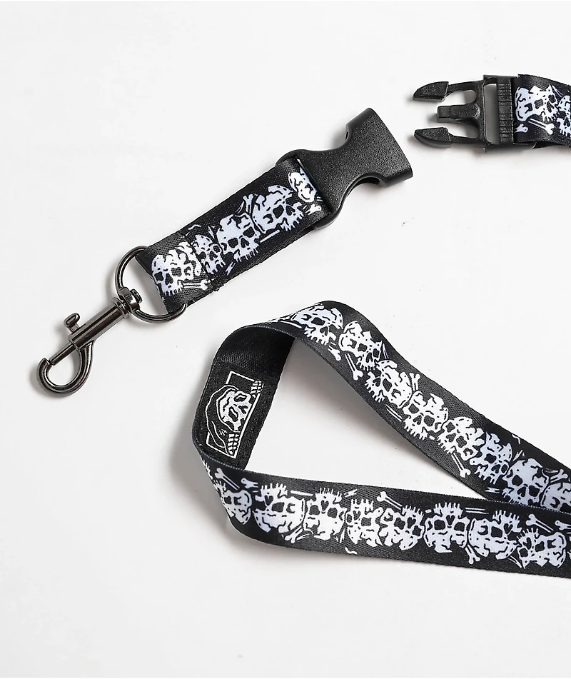 Lurking Class by Sketchy Tank Skull Stripe Black Lanyard