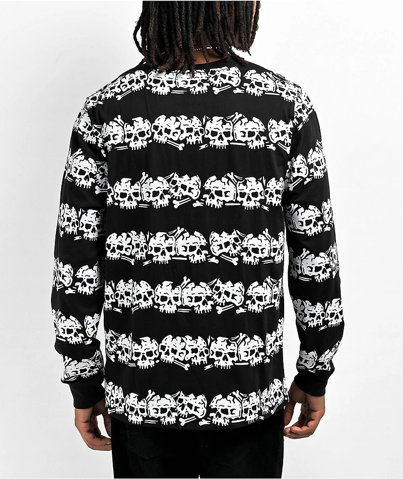 Lurking Class by Sketchy Tank Skull Stripe Black Long Sleeve T-Shirt