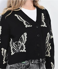 Lurking Class by Sketchy Tank Skullfly Black Crop Cardigan Sweater