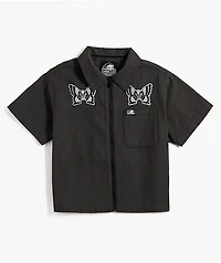 Lurking Class by Sketchy Tank Skullfly Black Stripe Crop Work Shirt