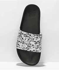 Lurking Class by Sketchy Tank Skulls Black & White Slide Sandals