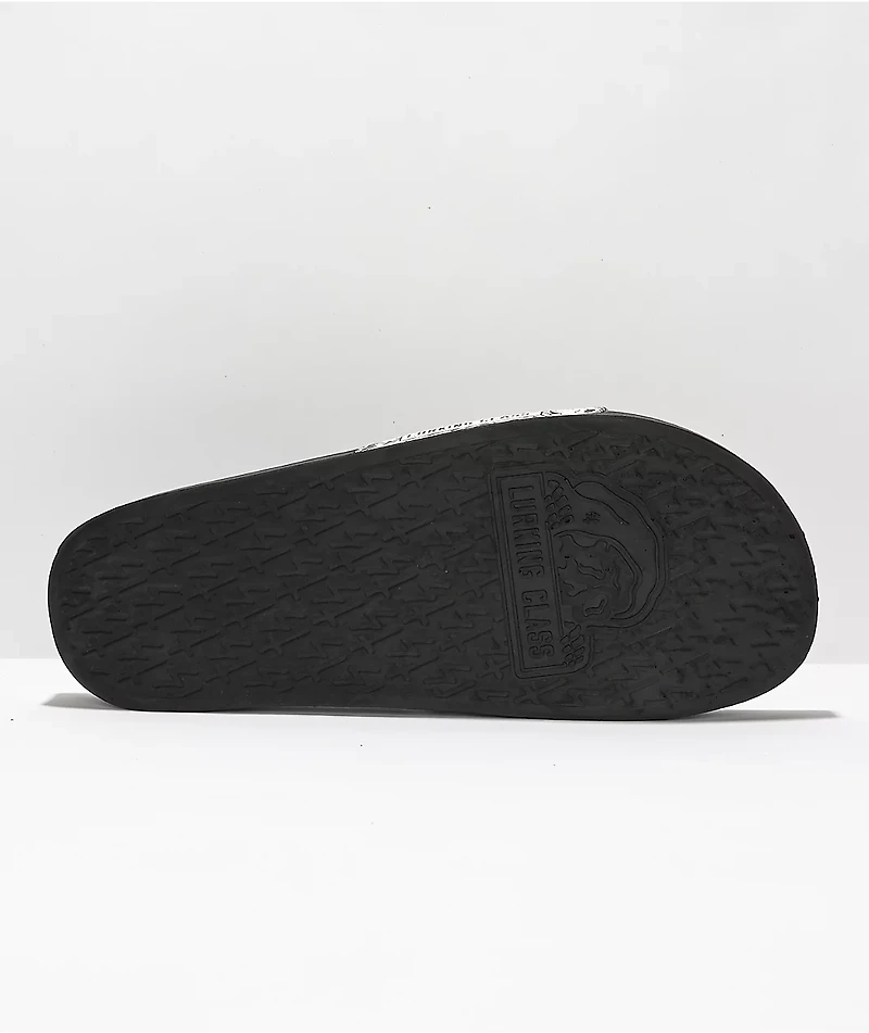 Lurking Class by Sketchy Tank Skulls Black & White Slide Sandals