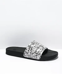 Lurking Class by Sketchy Tank Skulls Black & White Slide Sandals