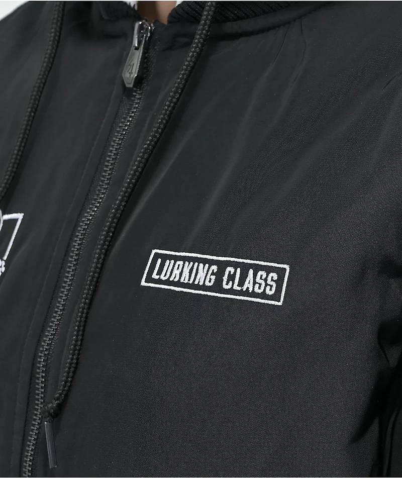 Lurking Class by Sketchy Tank Skulls Black Hooded Bomber Jacket