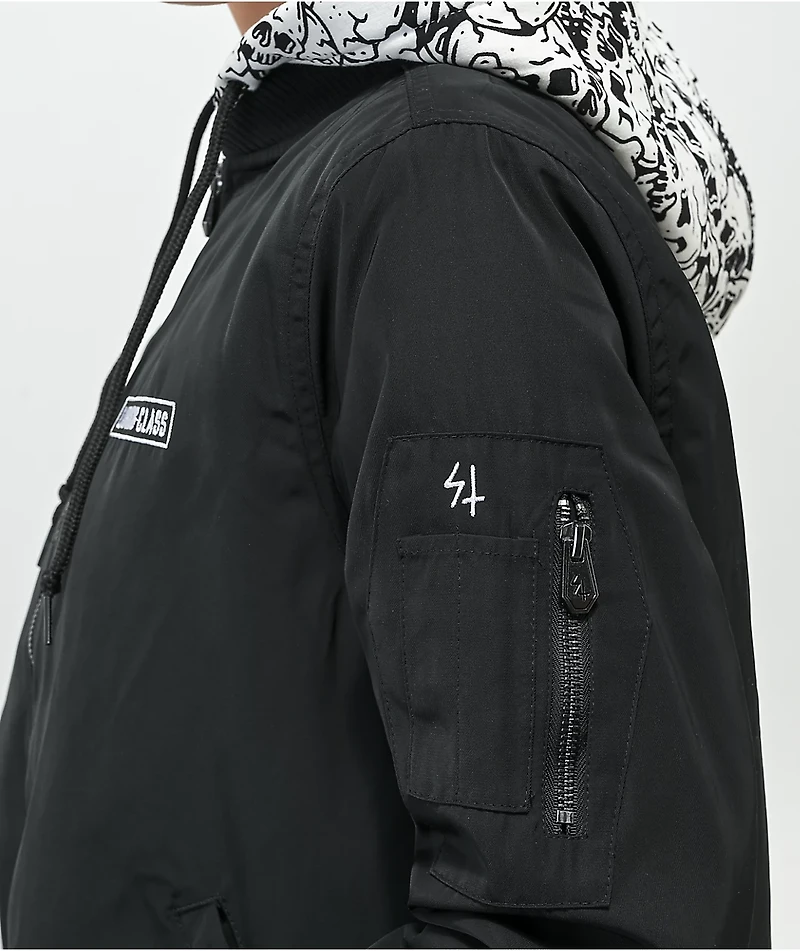 Lurking Class by Sketchy Tank Skulls Black Hooded Bomber Jacket