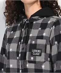 Lurking Class by Sketchy Tank Spider Black Crop Hooded Flannel Shirt
