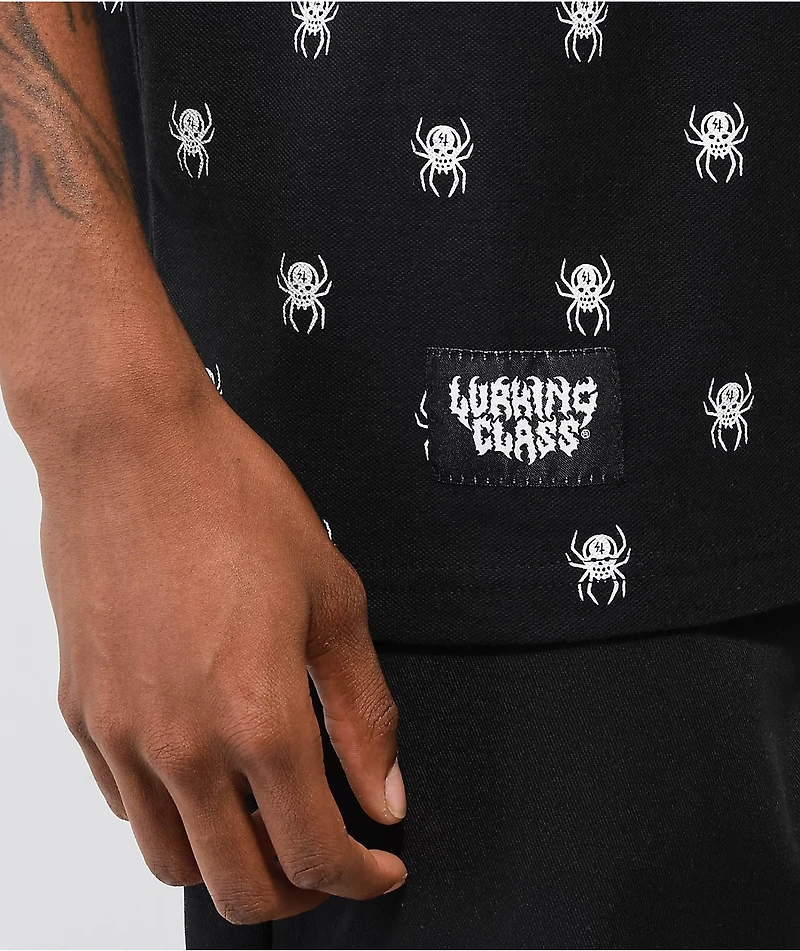 Lurking Class by Sketchy Tank Spider Black Polo Shirt