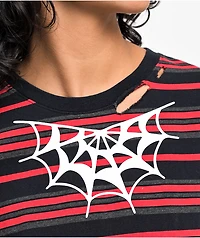 Lurking Class by Sketchy Tank Spider Web Black & Red Distressed T-Shirt