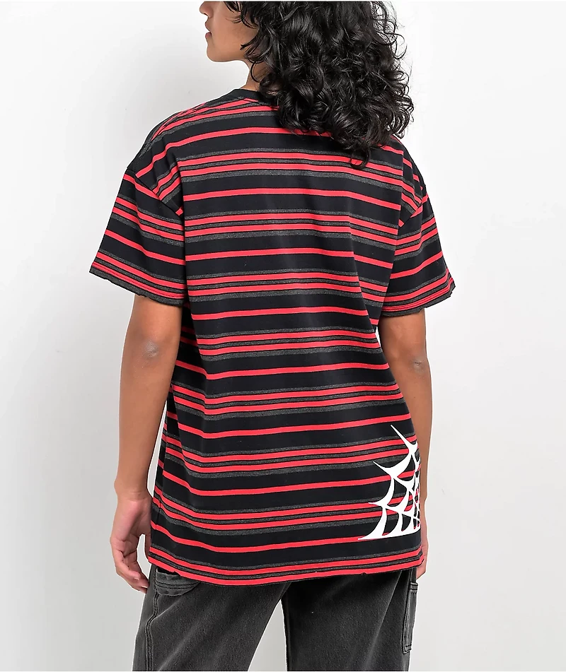 Lurking Class by Sketchy Tank Spider Web Black & Red Distressed T-Shirt