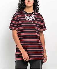 Lurking Class by Sketchy Tank Spider Web Black & Red Distressed T-Shirt