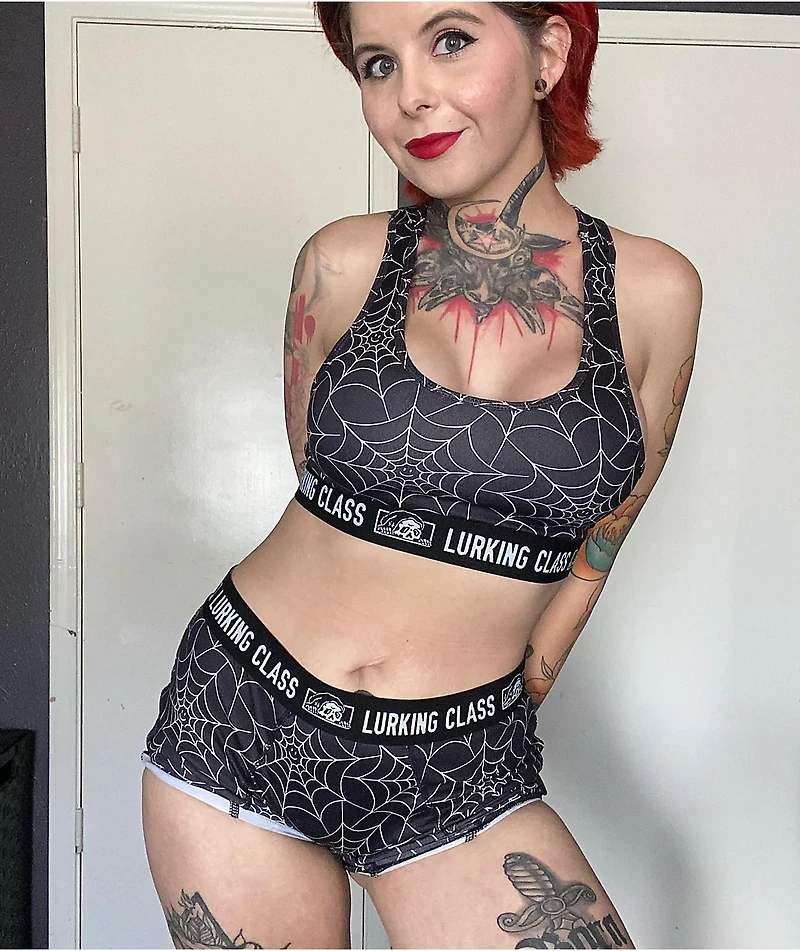 Lurking Class by Sketchy Tank Spider Web Black Boyshort Underwear
