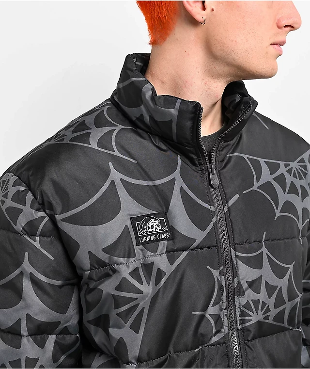 Lurking Class by Sketchy Tank Spider Web Black Puffer Jacket at