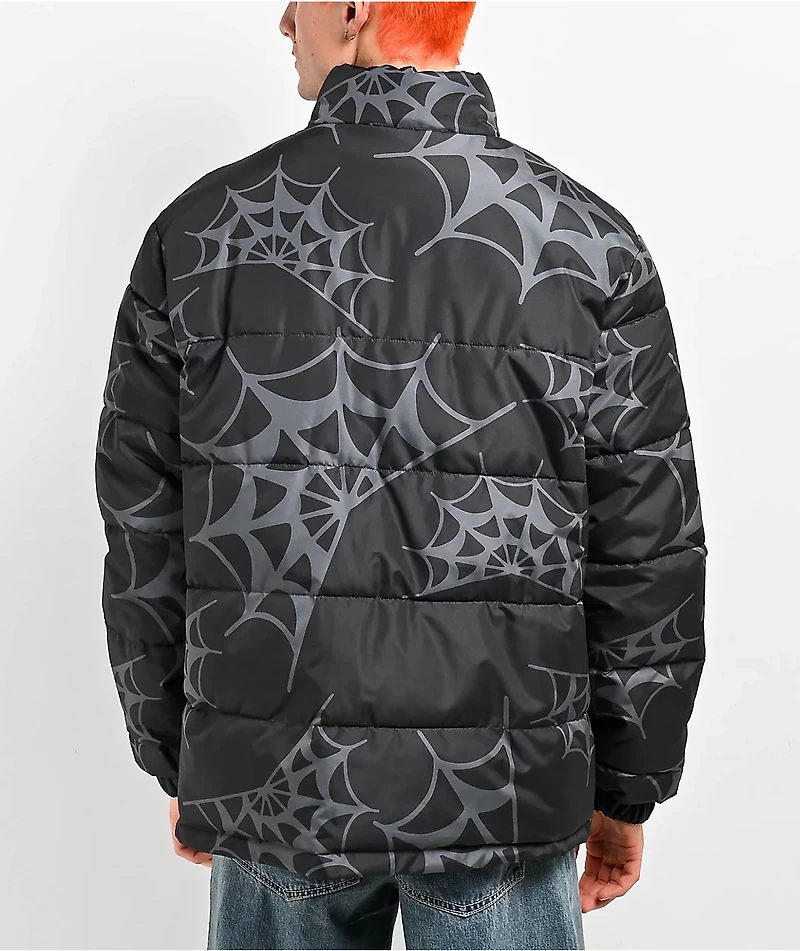 Lurking Class by Sketchy Tank Spider Web Black Puffer Jacket