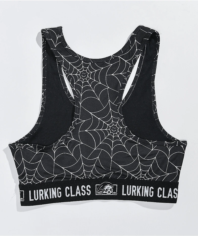 Lurking Class by Sketchy Tank Spider Web Black Sports Bra