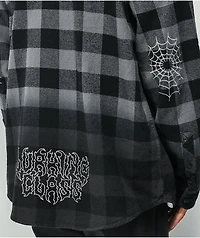 Lurking Class by Sketchy Tank Spiderweb Flannel Black & Grey Plaid Hooded