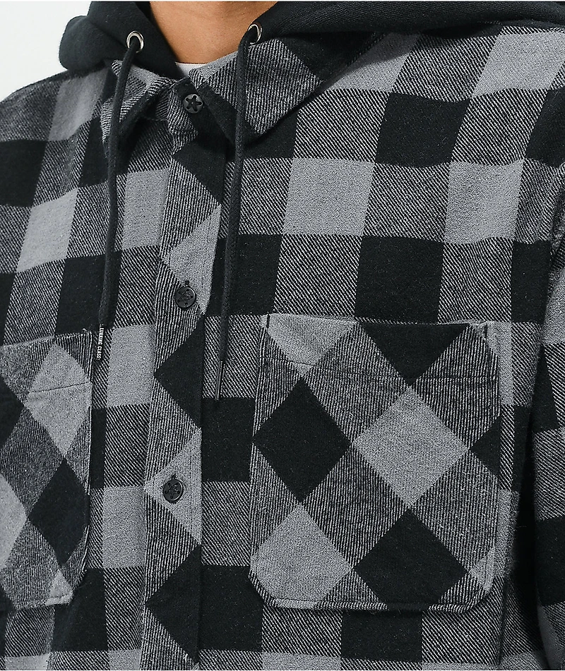 Lurking Class by Sketchy Tank Spiderweb Flannel Black & Grey Plaid Hooded